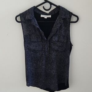 Loft Black and White Sleeveless Polka Dot Top